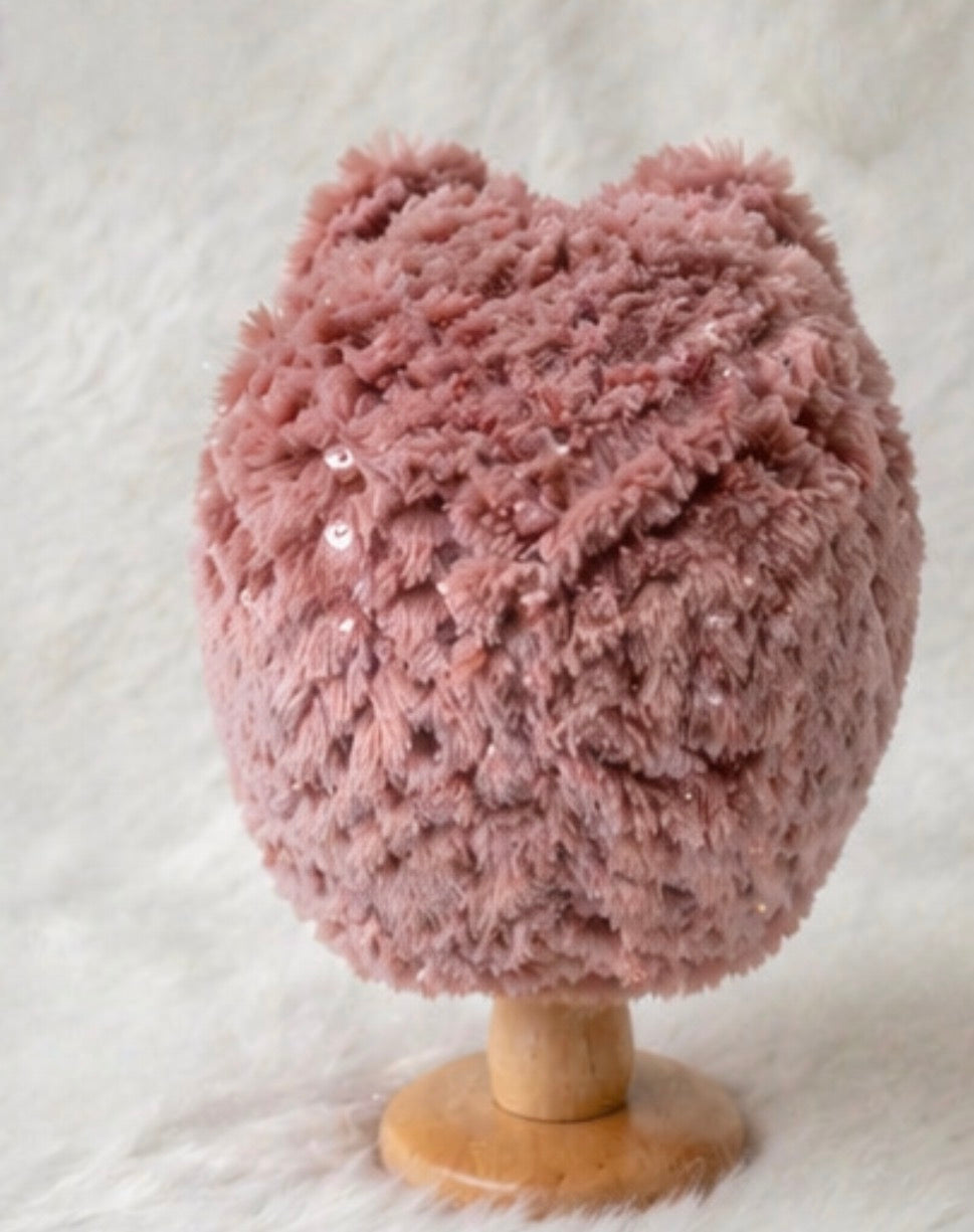 Blush Pink Baby Turban Hat with Bow | Soft Winter Headwrap