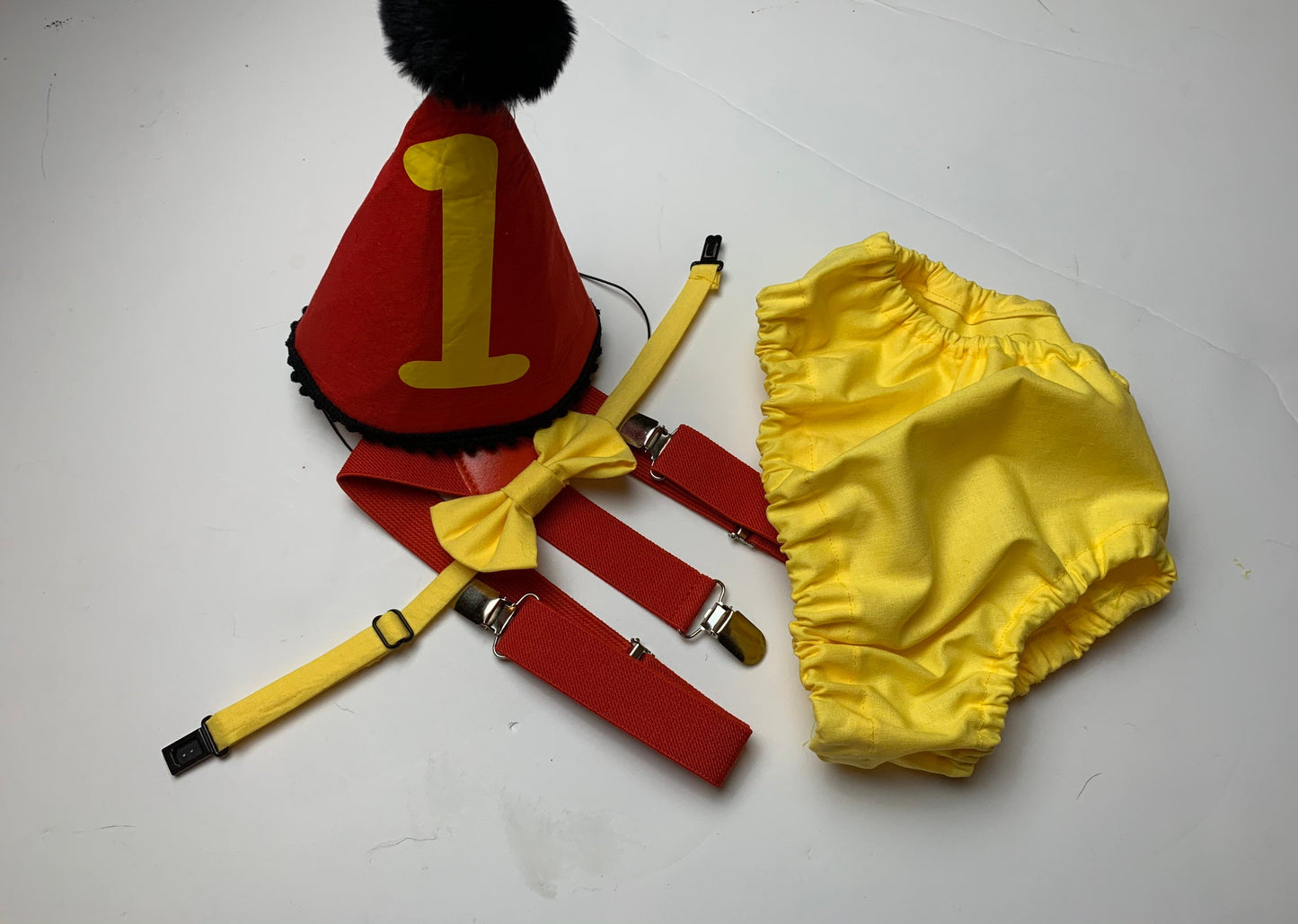 Baby Boy Yellow Cake Smash Outfit -- Baby Boy First Birthday Outfit Yellow and Red