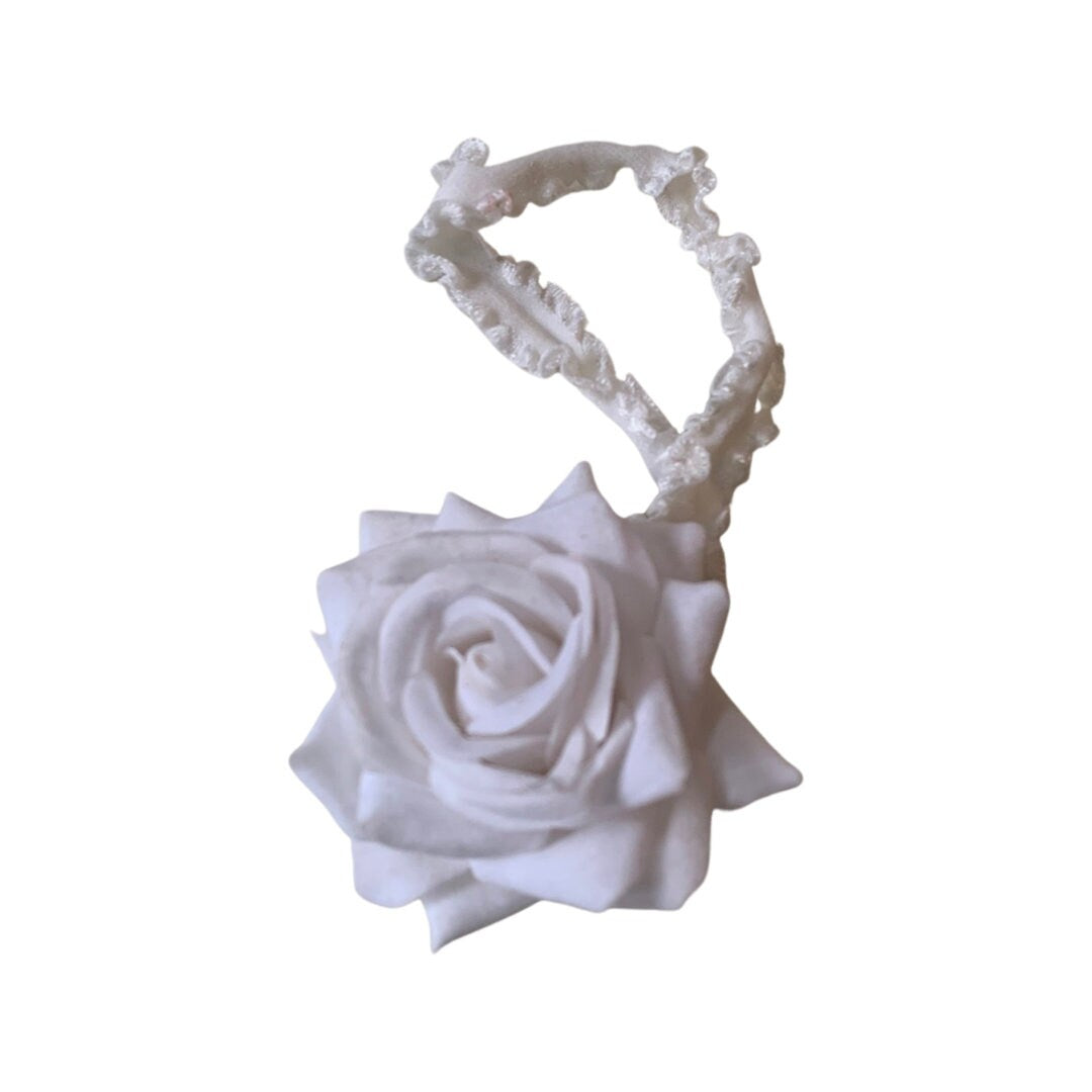 White Rose Headband, Baby Flower Headband, Newborn Headband, Flower Headband, Toddler Flower Headband, Infant Headband, Baby Gift