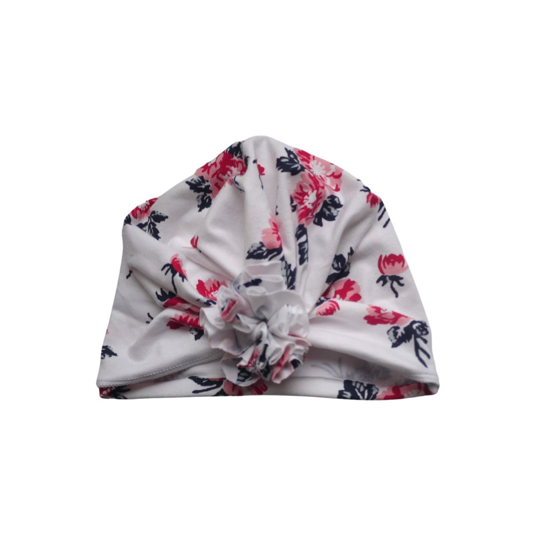 Soft Floral Baby Turban Ruffle Hat – Newborn & Infant Headwrap