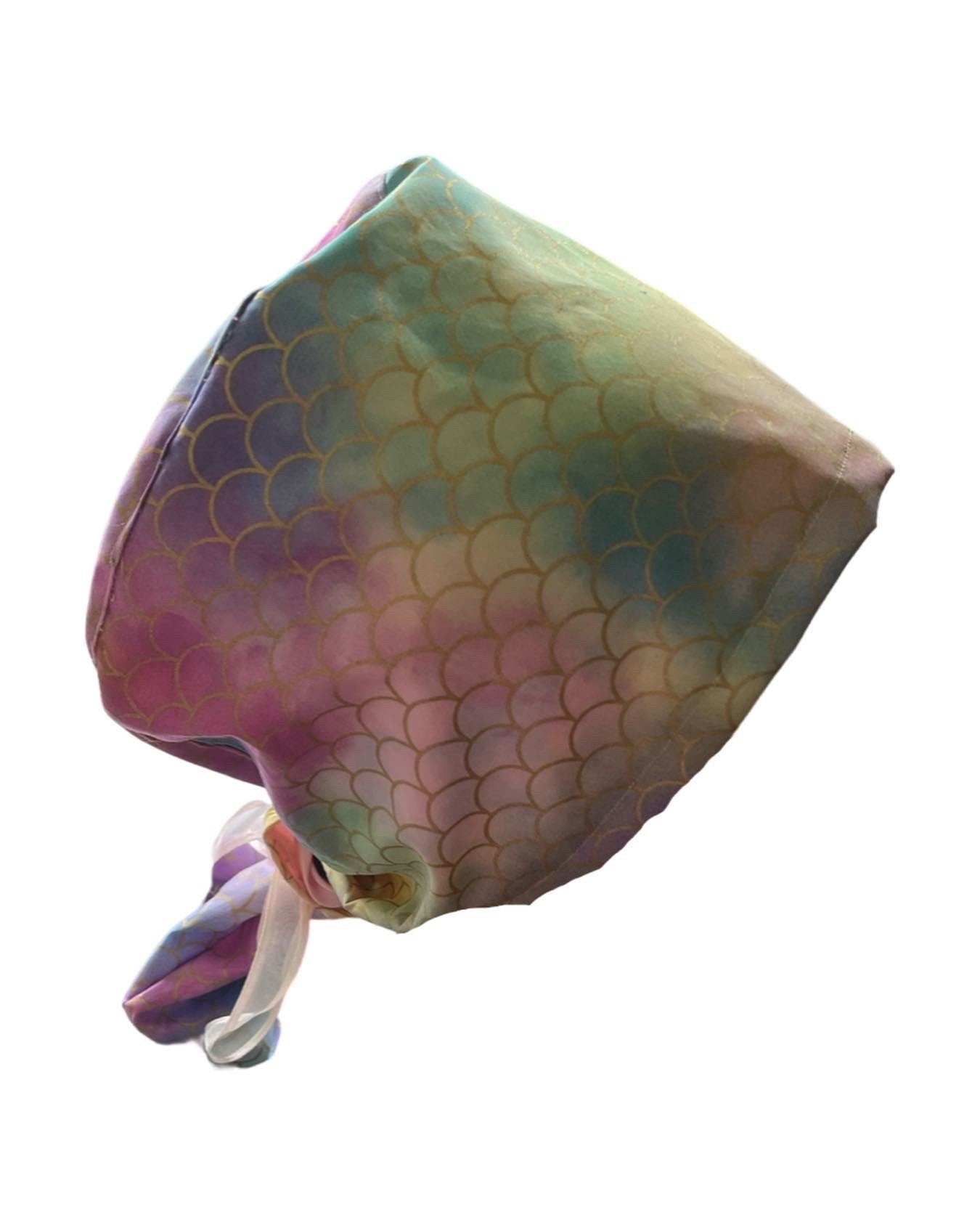 Satin lined ponytail, scrub caps, surgical cap women, scrub hats, nurse cap, leaves scrub hat