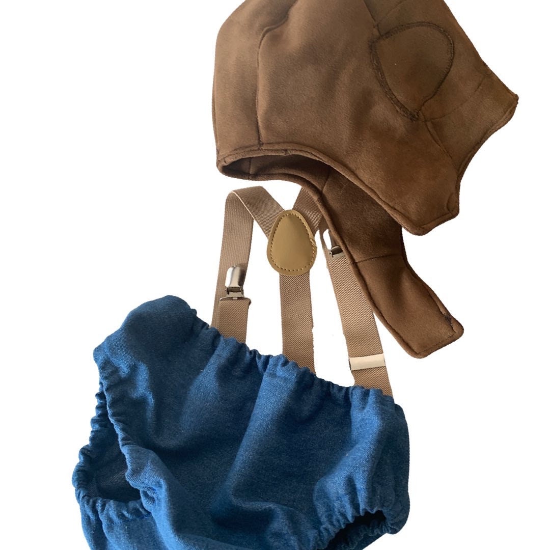 Aviator pilot sitter set - baby boy photo prop - baby clothes - vintage style - pilot cap - cake smash outfit - navy