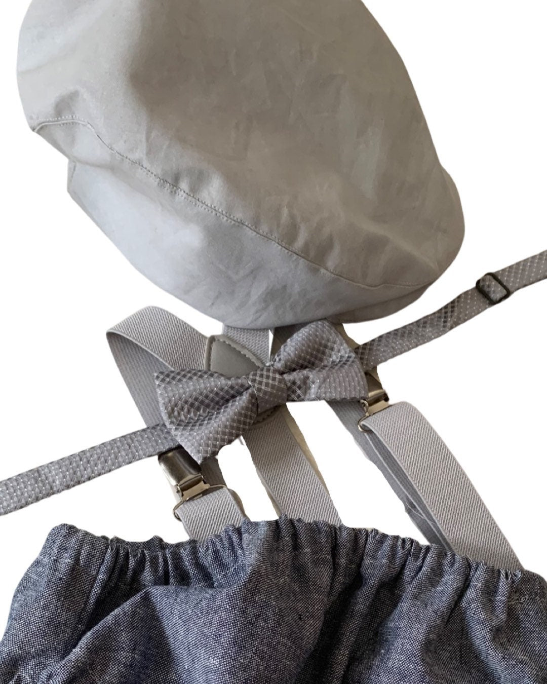 Light denim sitter set - baby boy photo prop - baby clothes - vintage style - flat cap - cake smash outfit