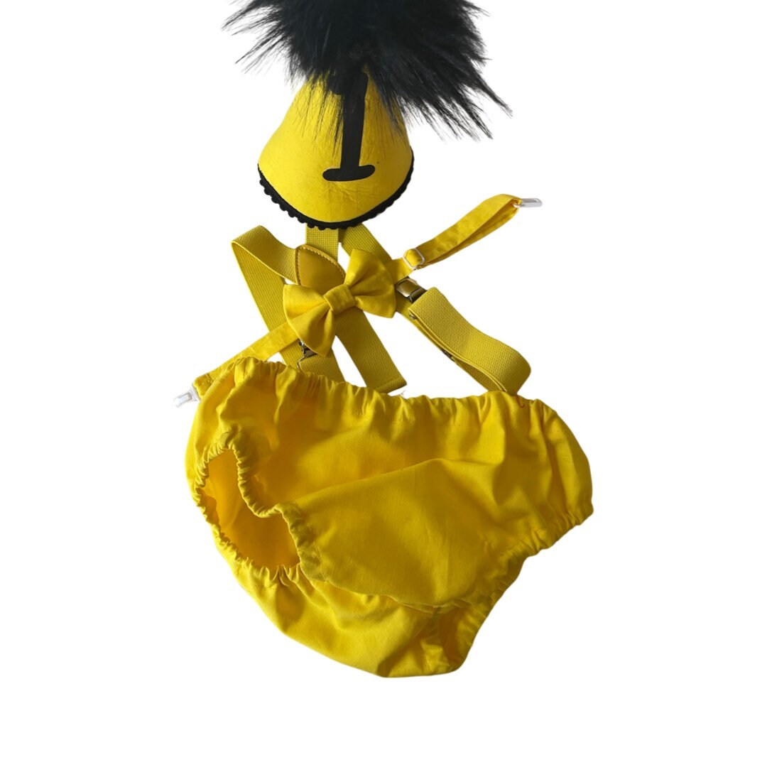 Baby Boy Yellow Cake Smash Outfit -- Baby Boy First Birthday Outfit Yellow and Black