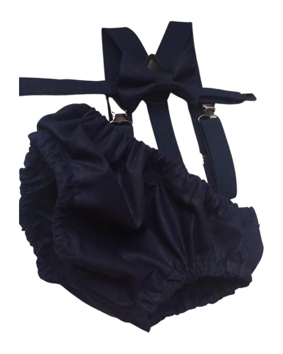 Navy Smash Cake Outfit Boy First Birthday super soft navy cotton Diaper Cover, navy Suspenders and navy bow tie 1st Birthday Photoshoot