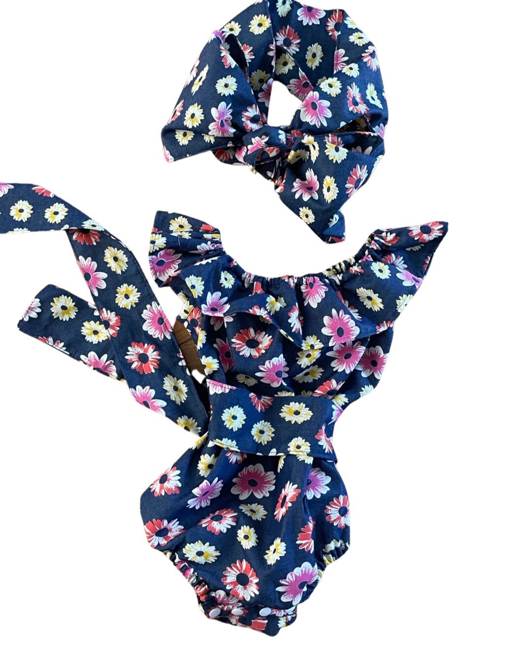 Girls Boho Elegant Floral Lace Dress or Romper in Cream | Bow Tie | Flower Girl | Birthday | Cake Smash | Special Occassion | Baptism Outfit