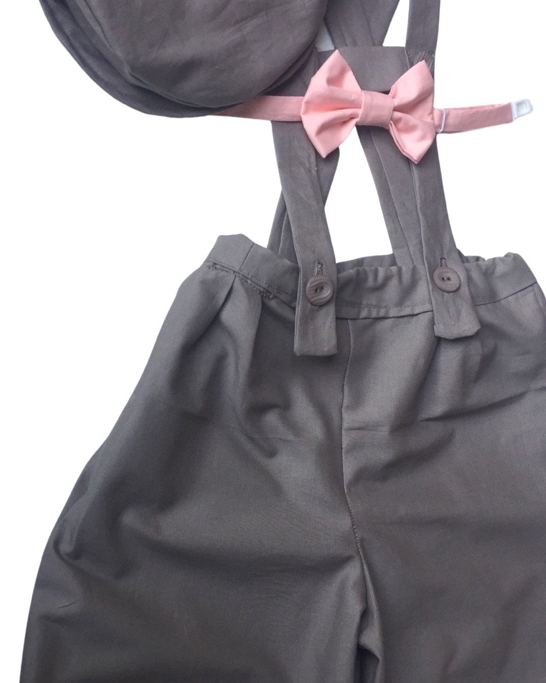 Boy shorts with suspenders Ring bearer outfit Baby boy linen suit First birthay clothes Baptism overalls Diaper cover set Rompers light Gray