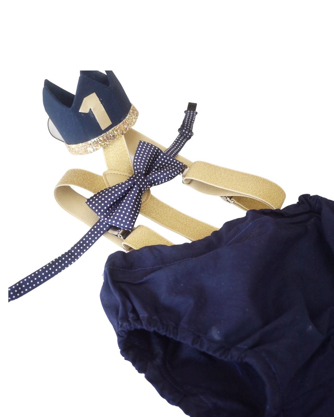 Cake Smash Boy First Birthday super soft navy cotton Diaper Cover,navy Suspenders, navy bow tie, Birthday Photoshoot