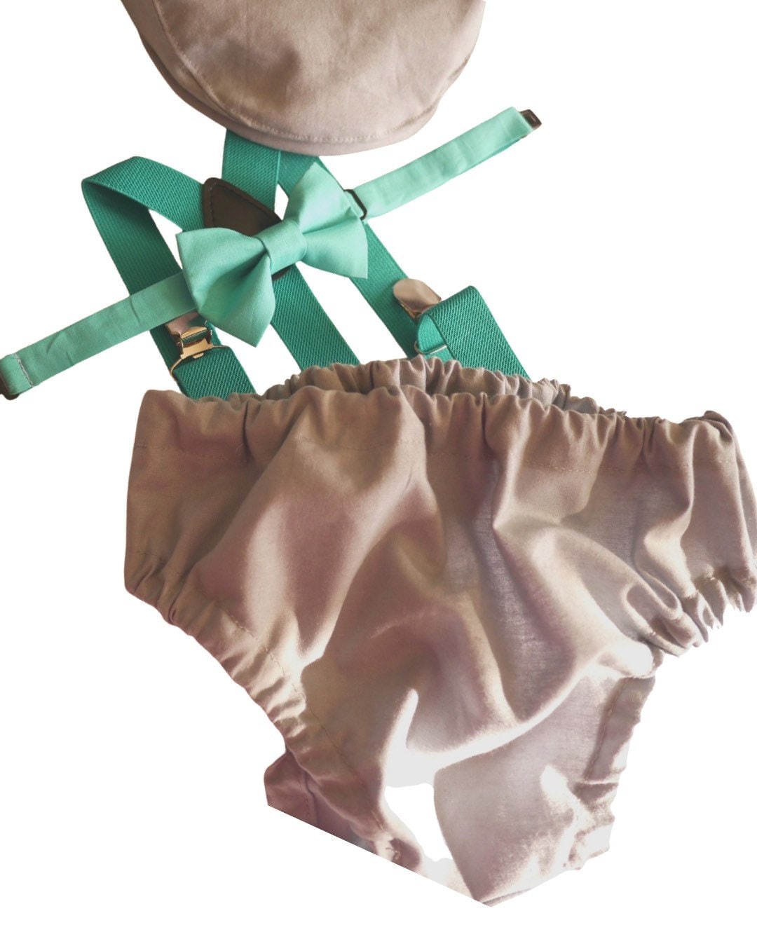 1st Birthday boy cake smash bow tie suspenders outfit 12 mo Teal, gray, boy outfit, bloomers, diaper cover