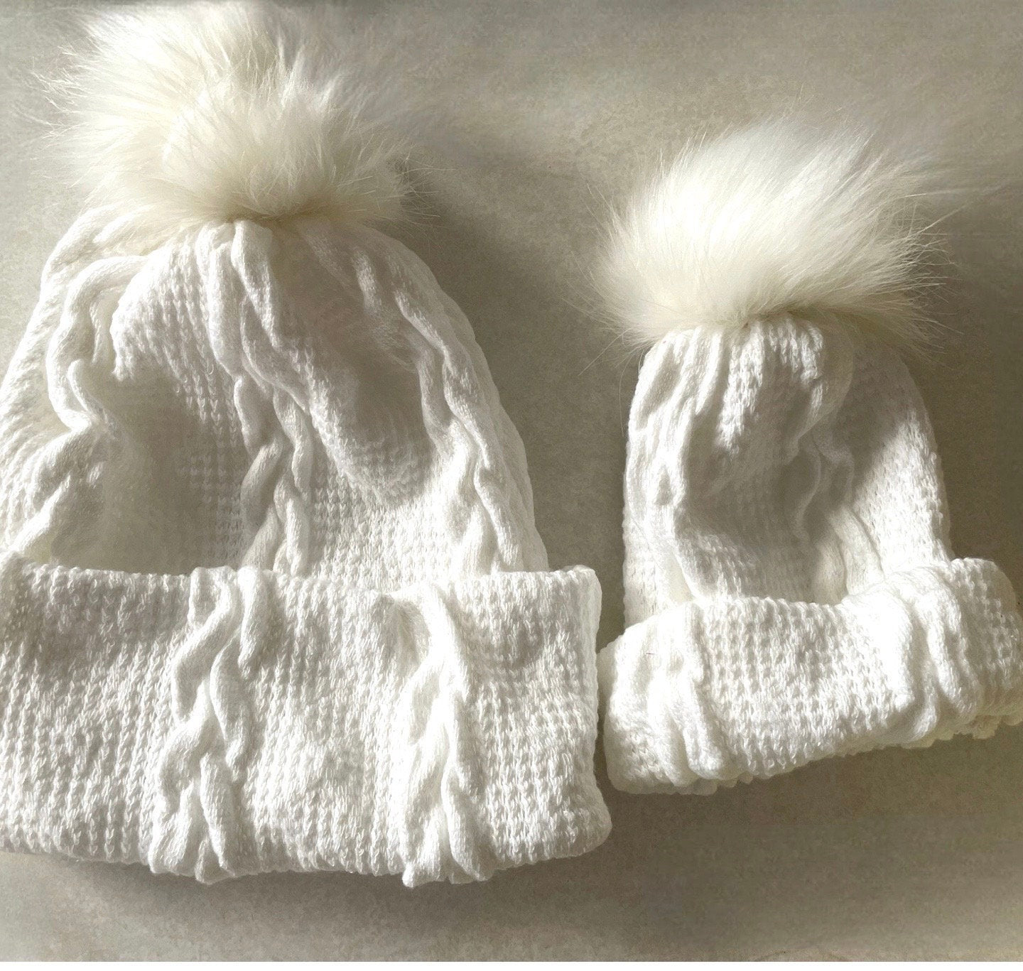 Soft Pom Toques | Matching Mama Mini Beanies | Warm Hats | Mommy and Me | New Mom | Christmas Gifts | Gifts for Mom | Family | Patchwork