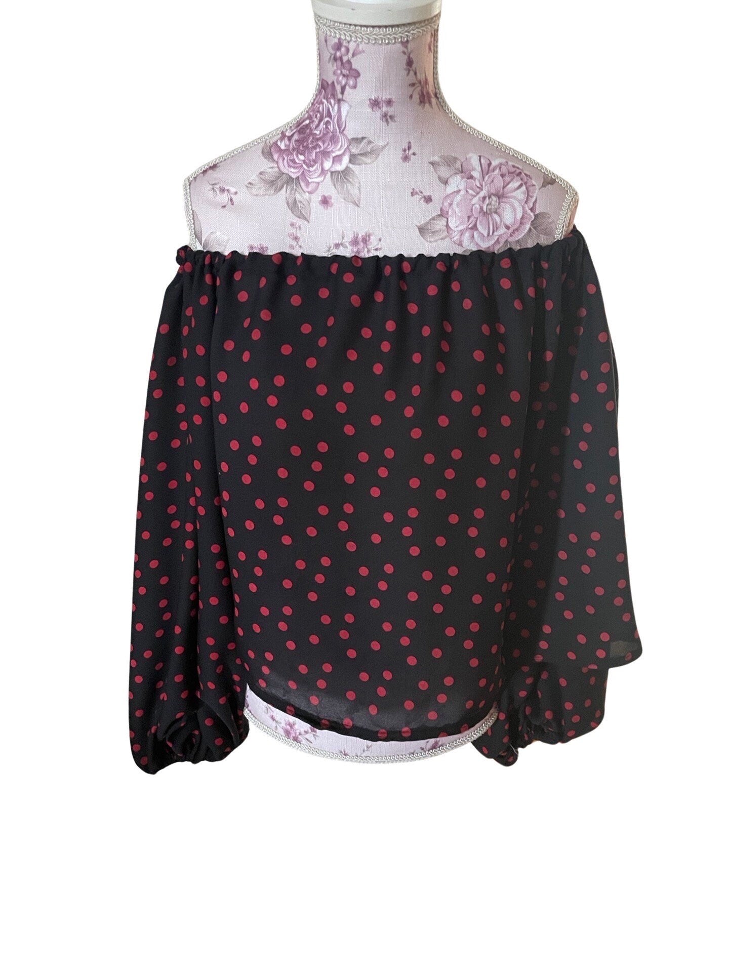 Off The Shoulder Long Sleeve Oversized Slouchy Shirt, Baggy Off The Shoulder Chiffon Shirt