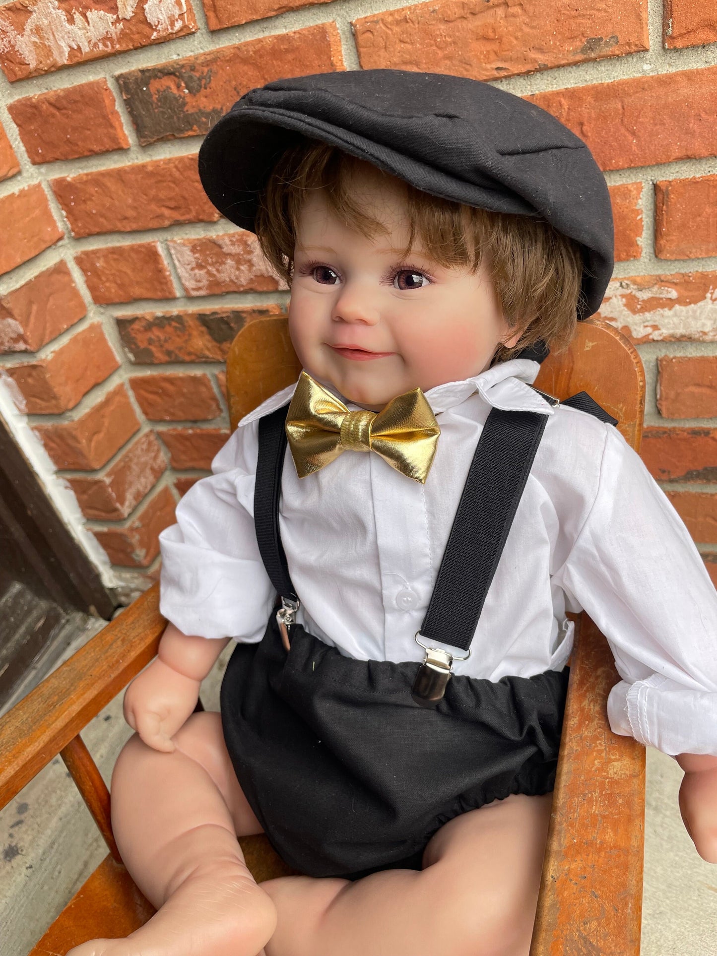 Baby boy first birthday outfit, black and gold birthday outfit, black bow tie and suspenders, black diaper cover set, boy cake smash outfit