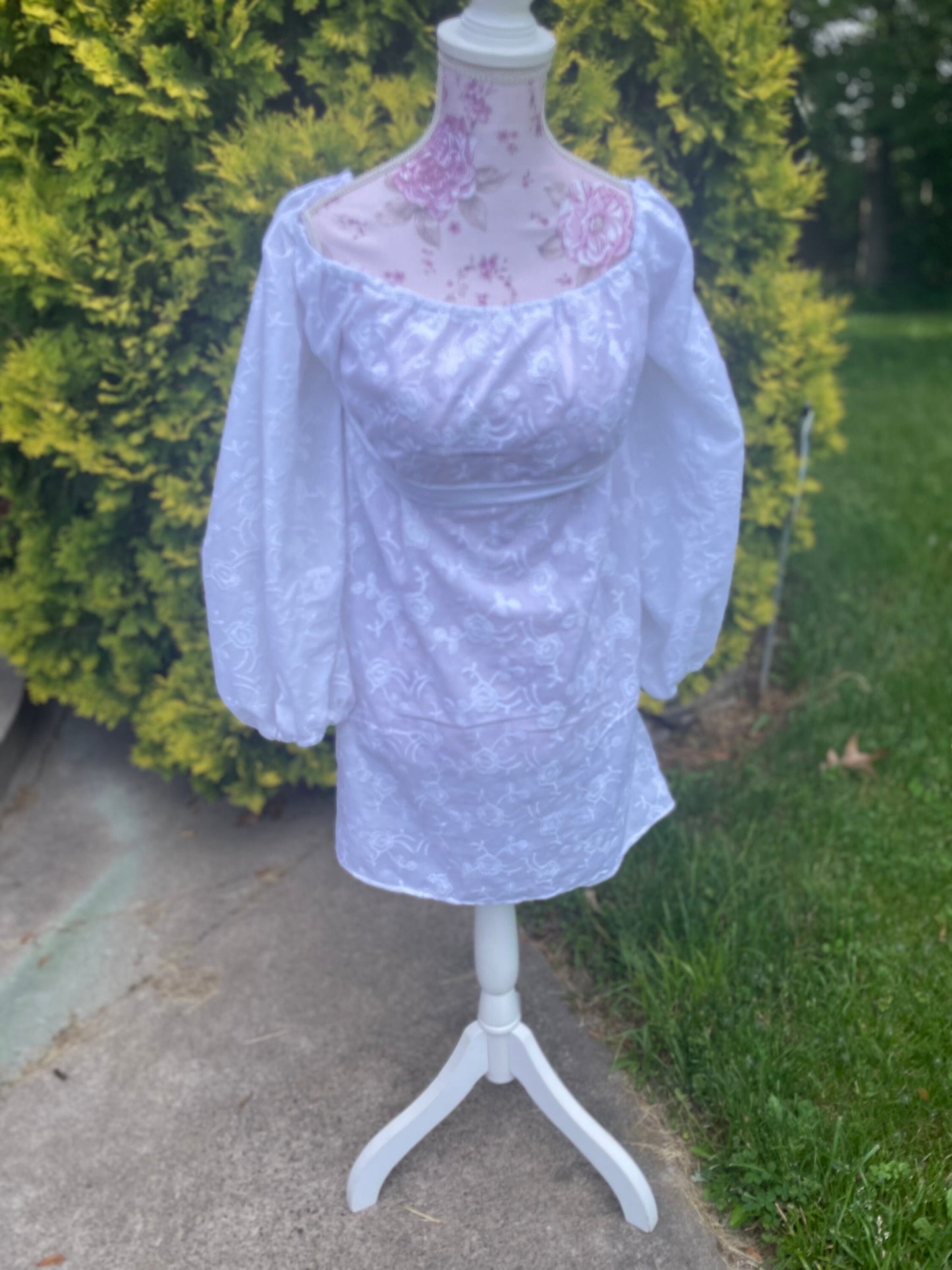 Selena puff sleeve midi, floor length dress, bohemian gypsy dress, off shoulder puff sleeve dress, spring and summer white dress, maternity