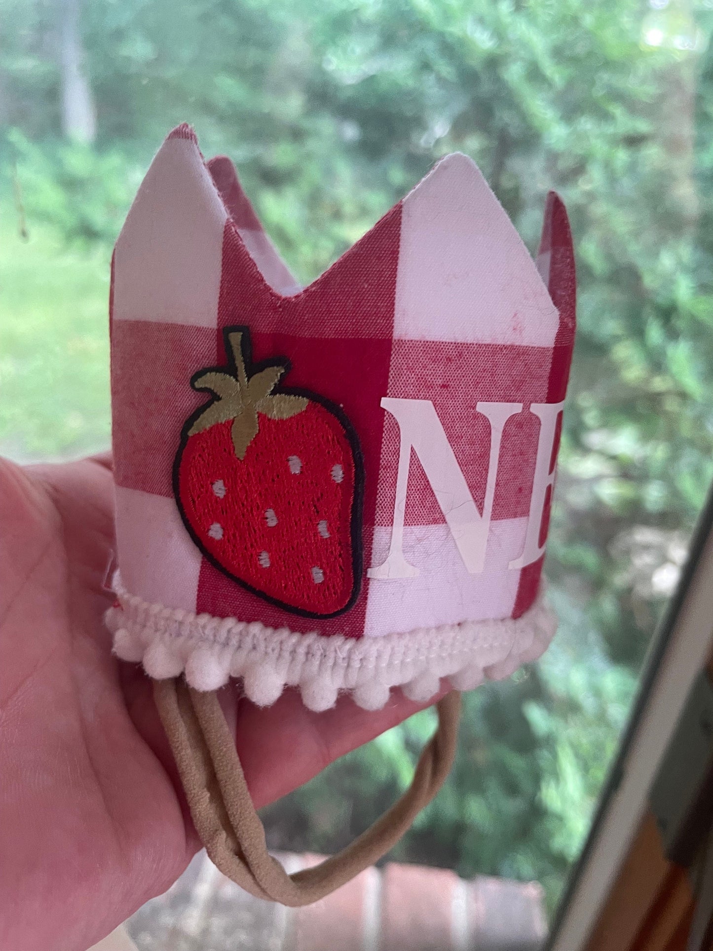 first 1st birthday strawberry boho bloom MINI Sweet one crown headband hat || berry first ||sweet one || customize colour of fabric