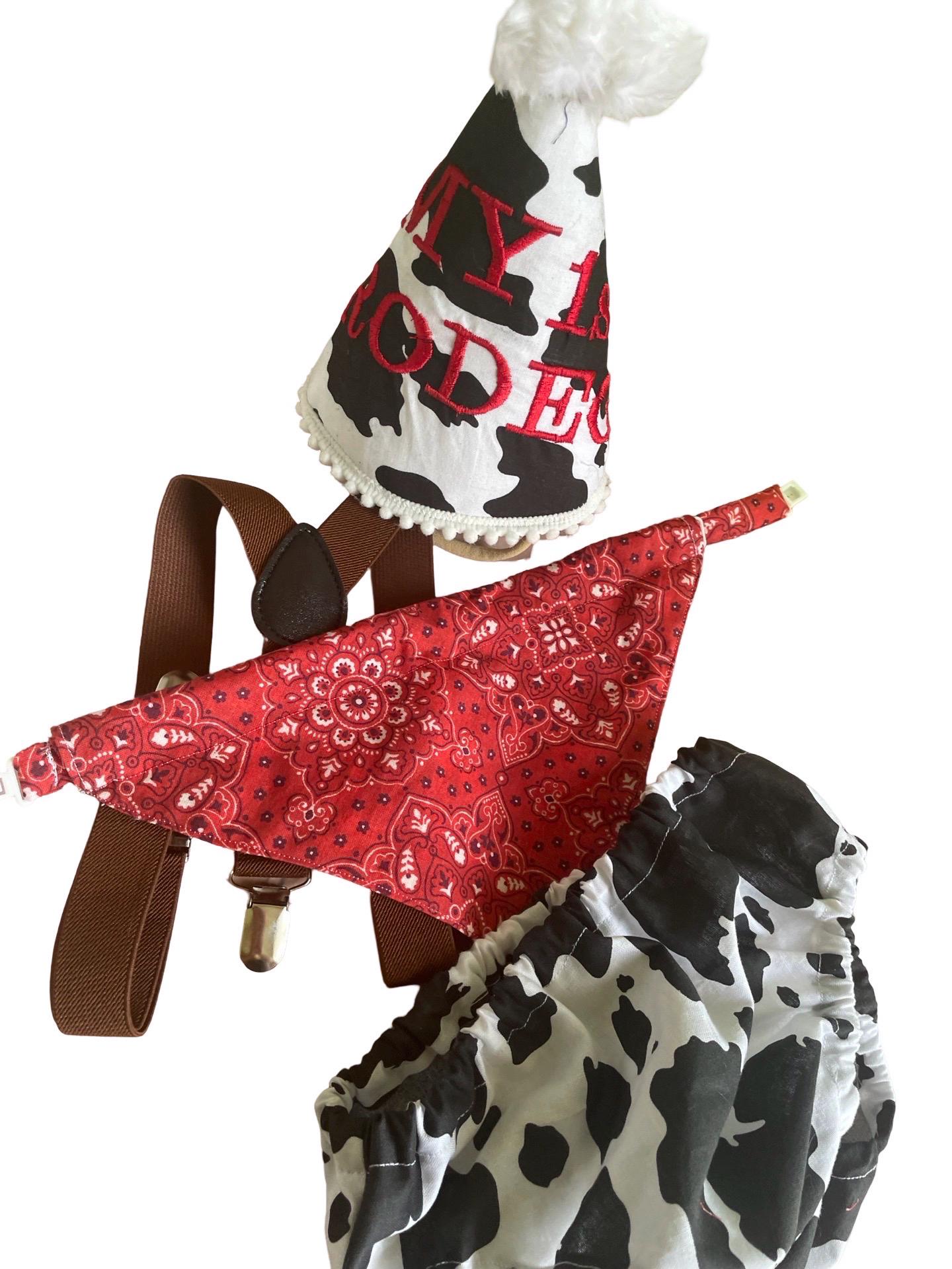 My First Rodeo, Wild One, First Birthday Outfit, Cowboy Party hat embroidered, Cake Smash Photoshoot, Western Country 1st Baby Boy Bloomer