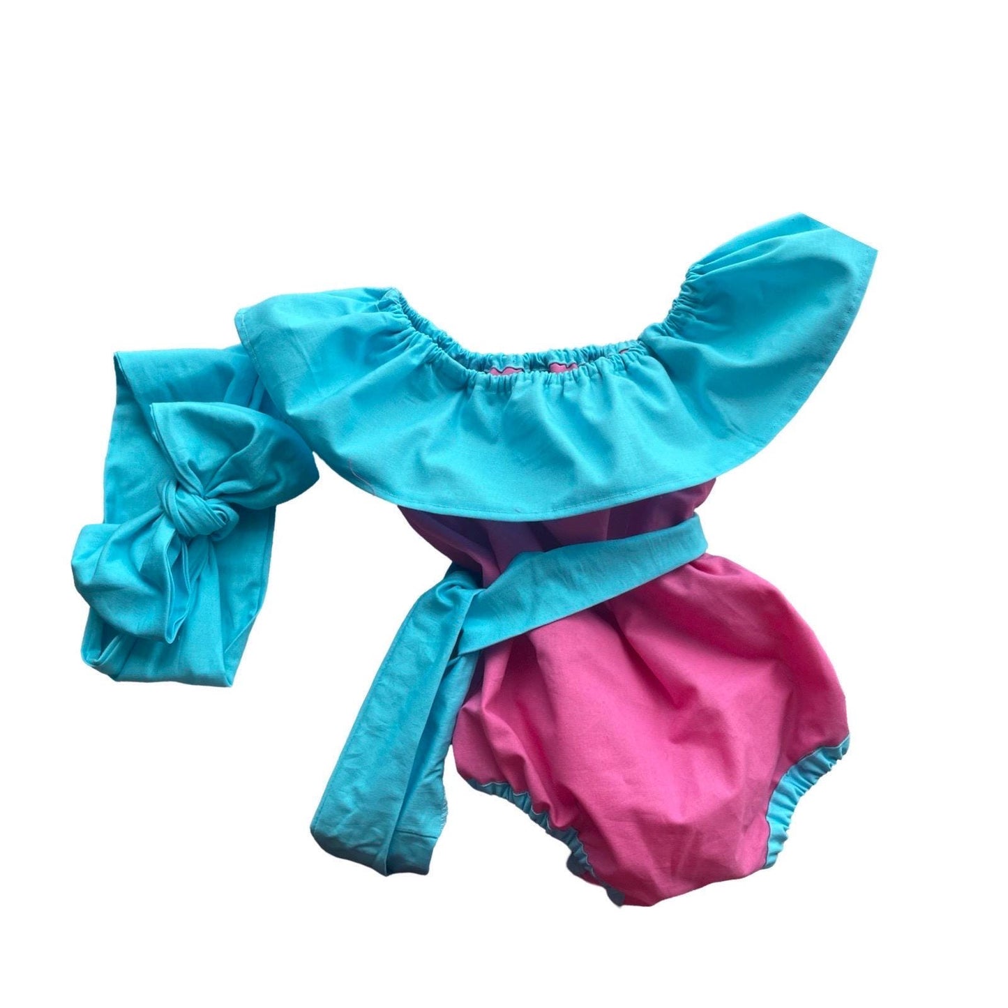 Baby Girl Easter Outfit, Easter Romper Toddler, Bunny Rabbit, Bow Headband, My First Easter, Blue and pink Romper, Happy Easter, Spring Gift