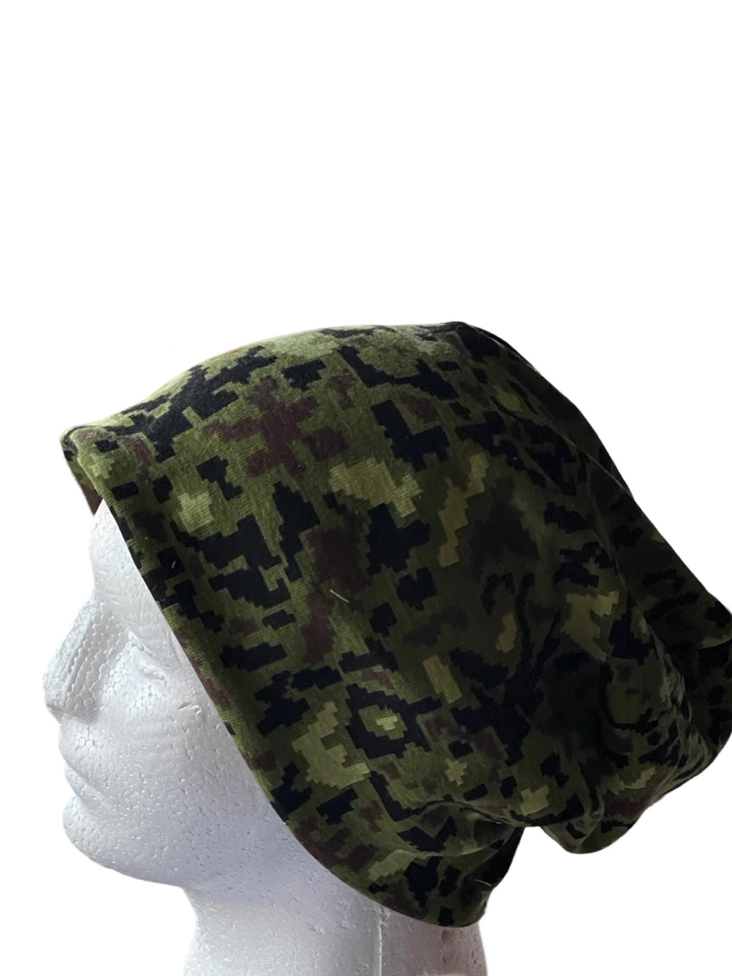 Camo Beanie, Camo Hat Custom, Slouchy Beanie Hat, Gender Neutral Fathers day Gift, Handmade Clothing for Kids and adults, interlocking brick