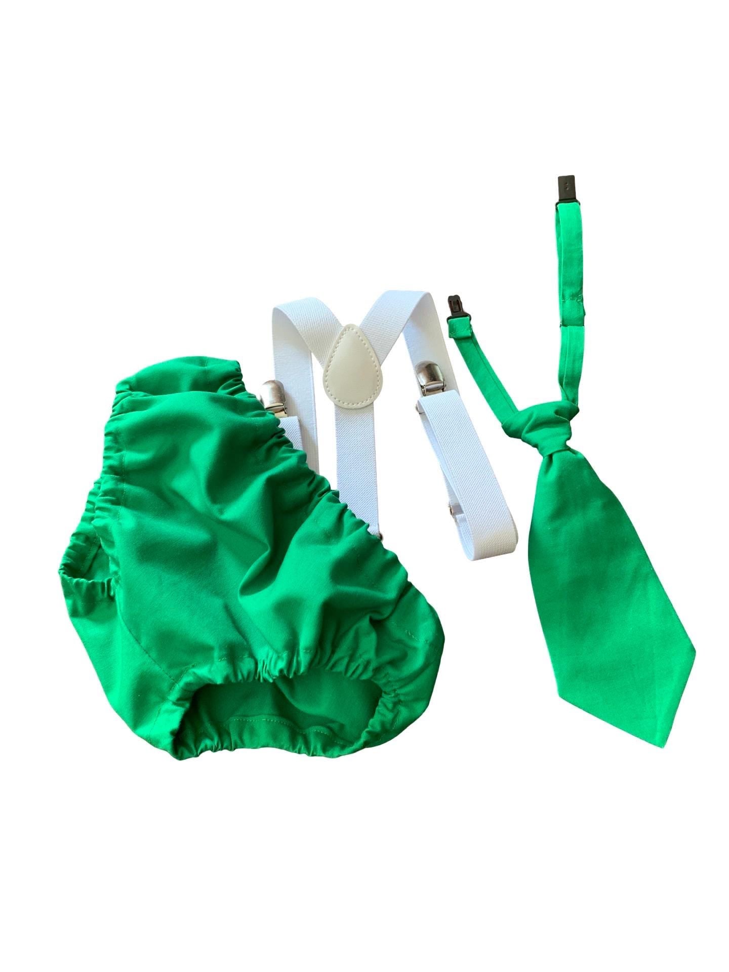 Cake Smash Boy Outfit, 1st Birthday Boy, Green Diaper Cover, Neck tie and Suspender, Cake Smash Outfit, Boys 1st Birthday Outfit
