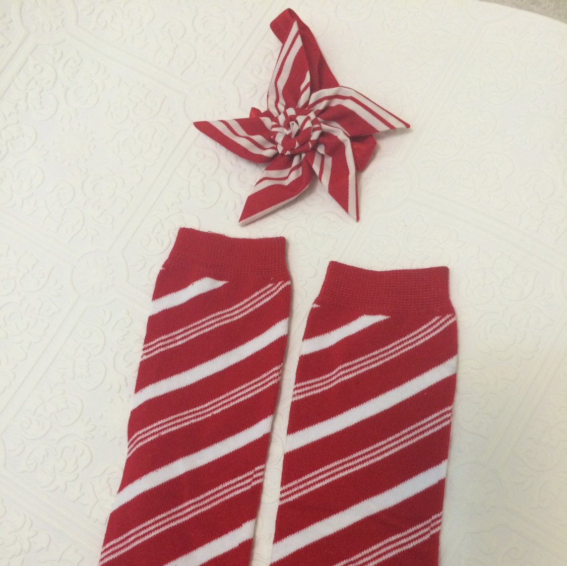 Candy cane baby,candy cane headband, red swirl baby headband, red and white headband set, candy cane leg warmers, Christmas leg warmers