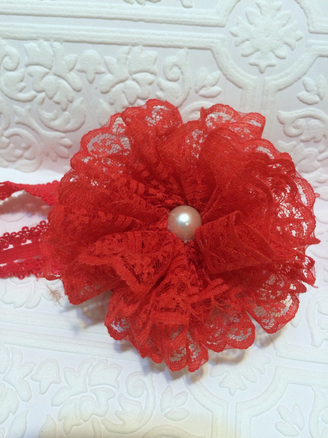 Red baby headband, Mother's Day baby headband, red headband, Canada day baby headband, red lace headband, lace headband,Valentine's baby