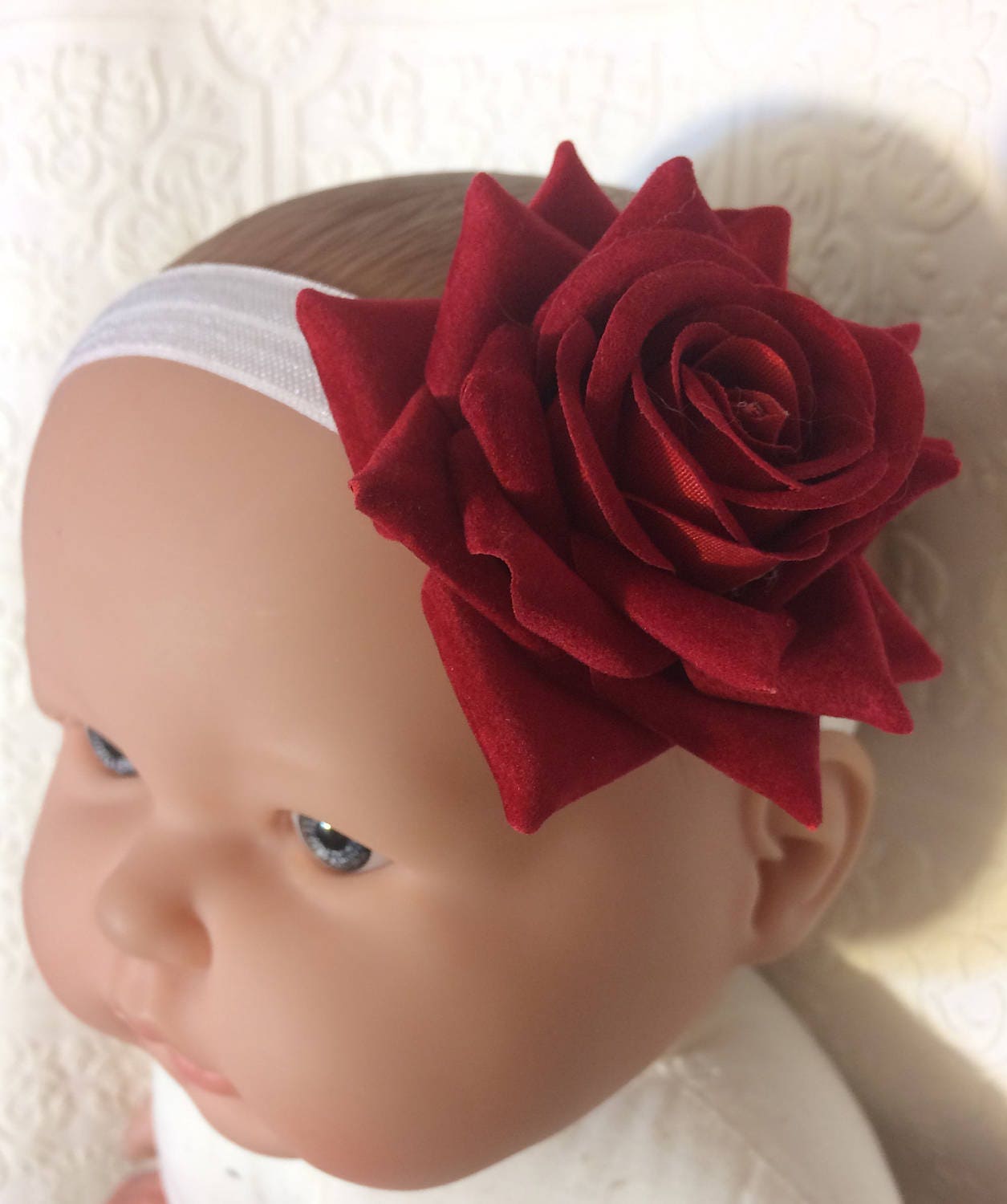 baby rose, Rose headband, rose baby headband, baby headband, red rose headband, newborn headband, red baby headband, birthday headband, rose