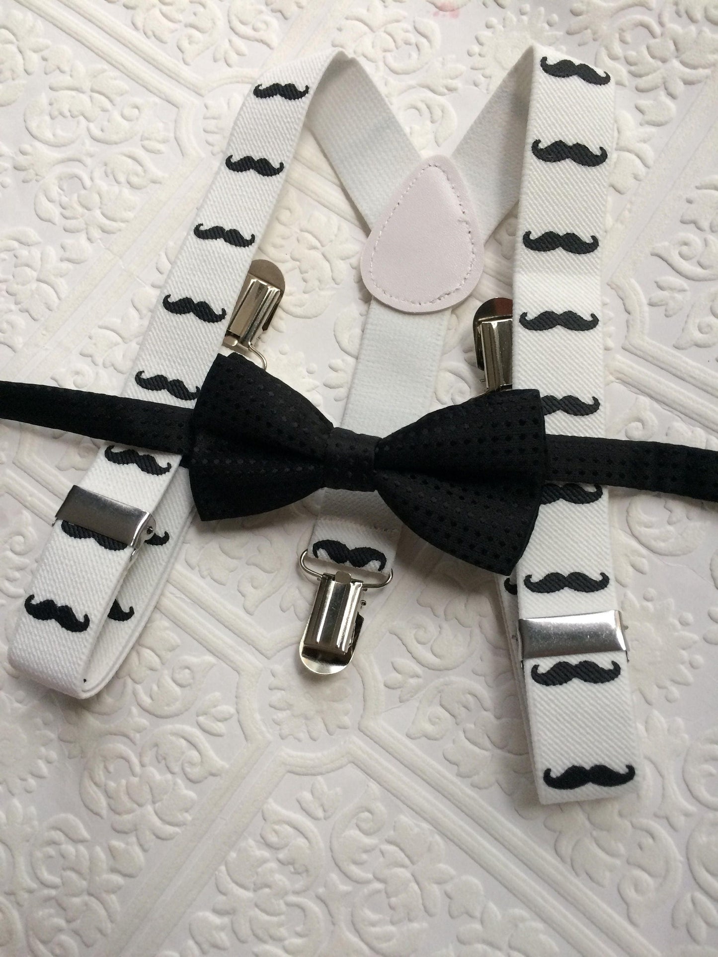 Movember baby suspenders, baby suspenders set, toddler suspenders, white suspenders, movember baby set, moustache baby suspenders set