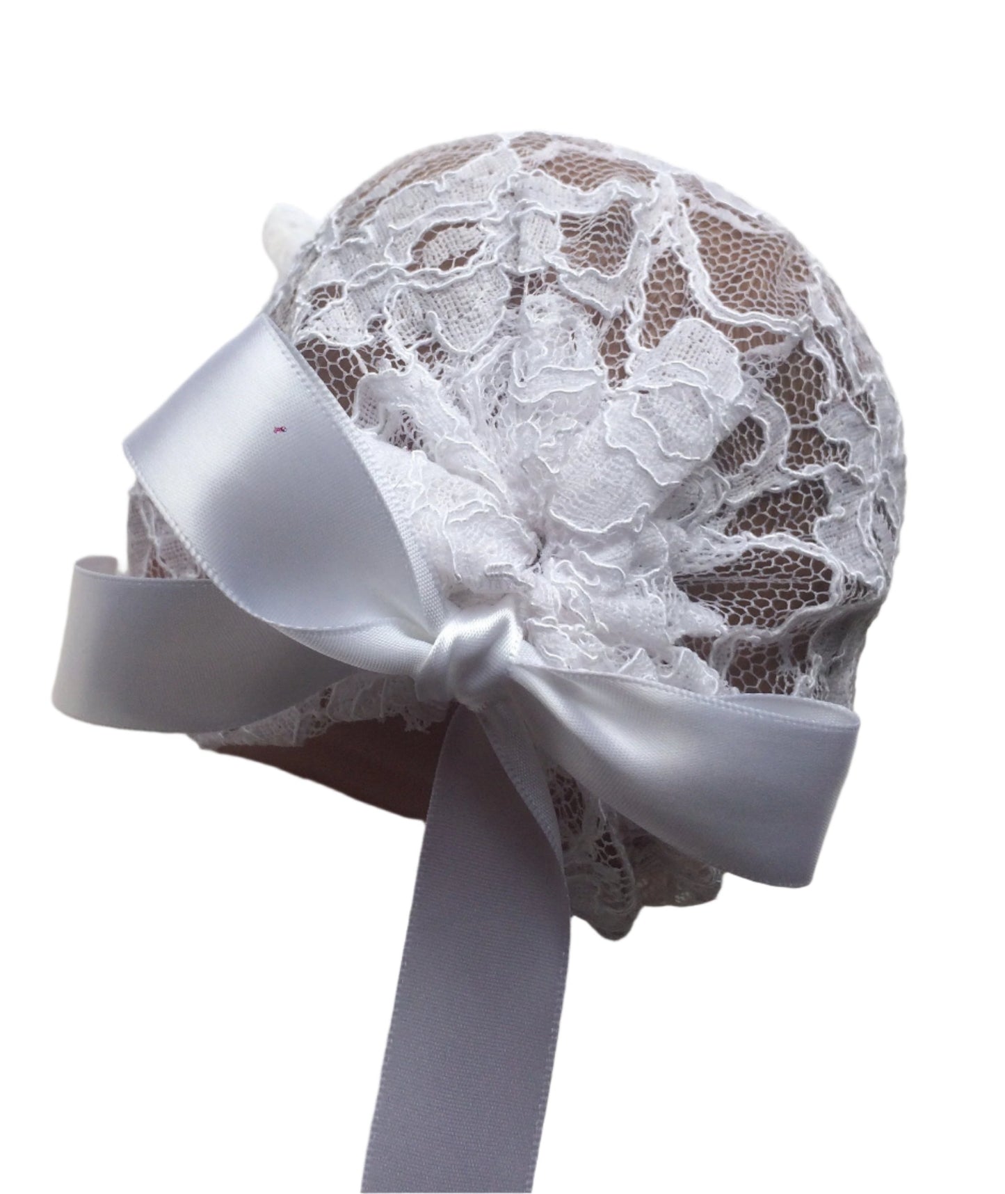 LACE Baptism White baby bonnet