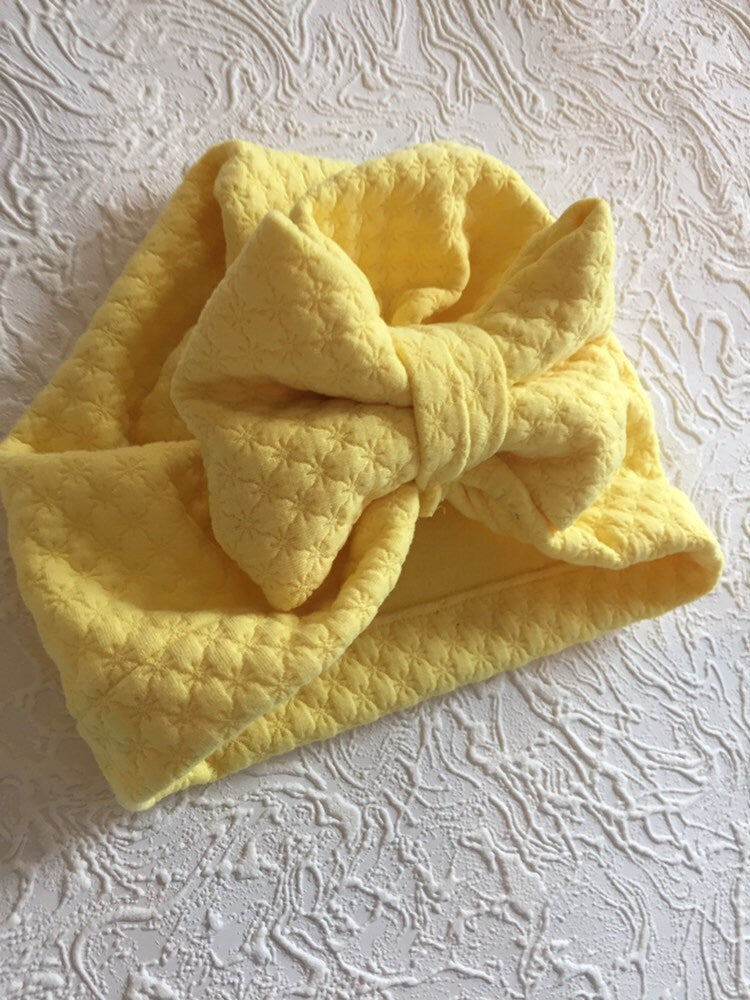 Infant Turban /baby turban / baby girl turban hat/ knot turban/ knotted hat/ knotted Turban/ newborn turban hat/ yellow turban - yellow hat