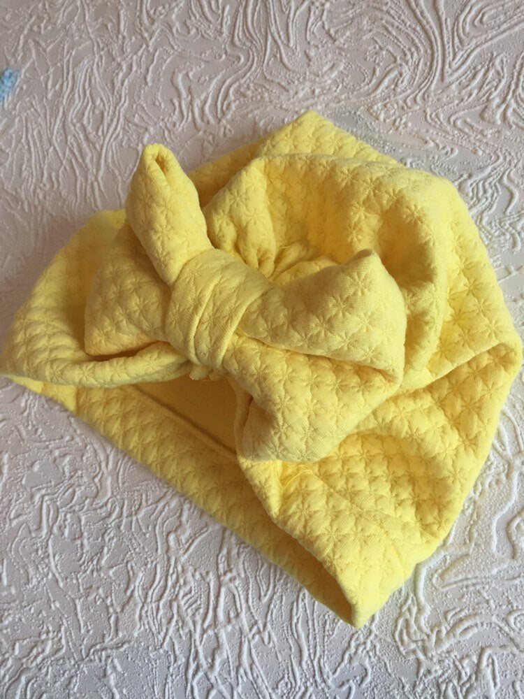 Infant Turban /baby turban / baby girl turban hat/ knot turban/ knotted hat/ knotted Turban/ newborn turban hat/ yellow turban - yellow hat