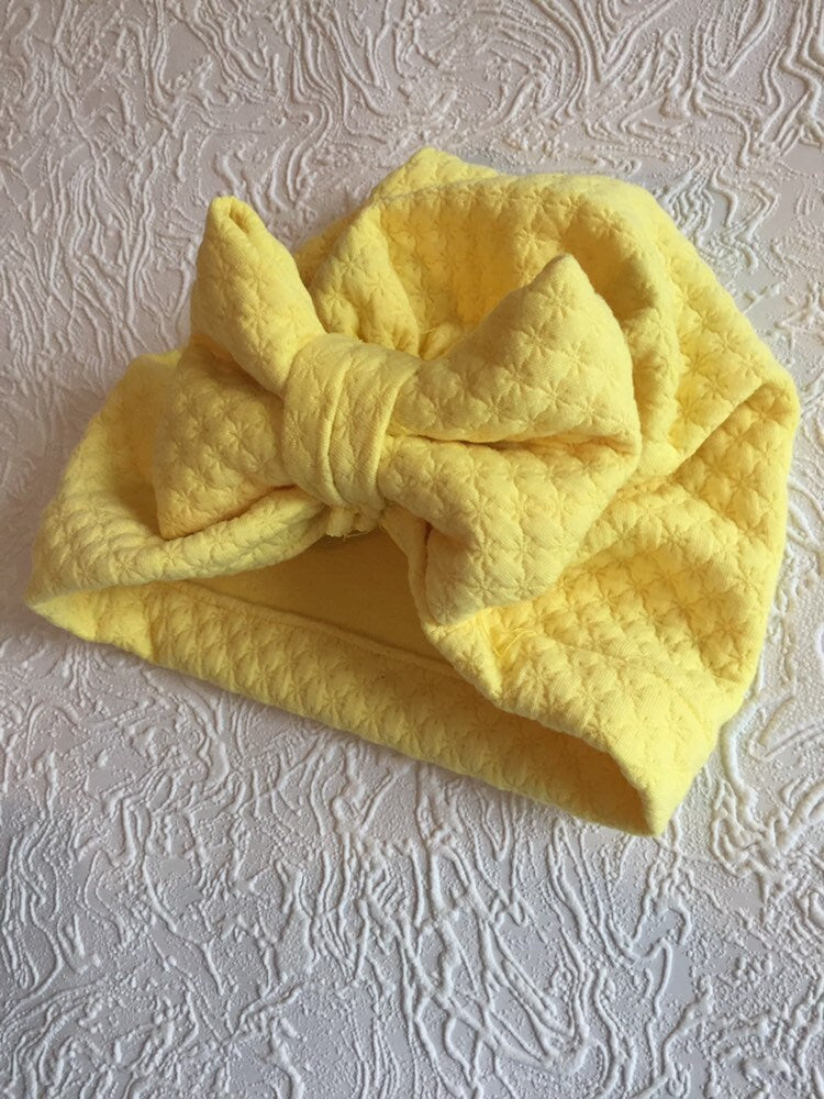 Infant Turban /baby turban / baby girl turban hat/ knot turban/ knotted hat/ knotted Turban/ newborn turban hat/ yellow turban - yellow hat