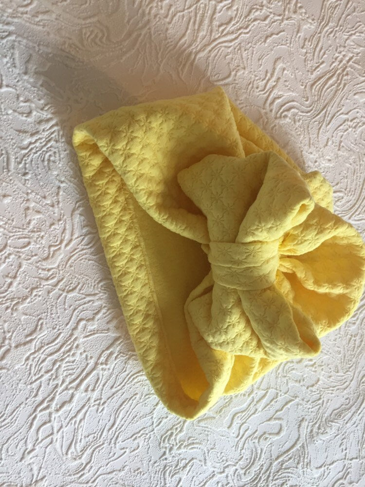 Infant Turban /baby turban / baby girl turban hat/ knot turban/ knotted hat/ knotted Turban/ newborn turban hat/ yellow turban - yellow hat