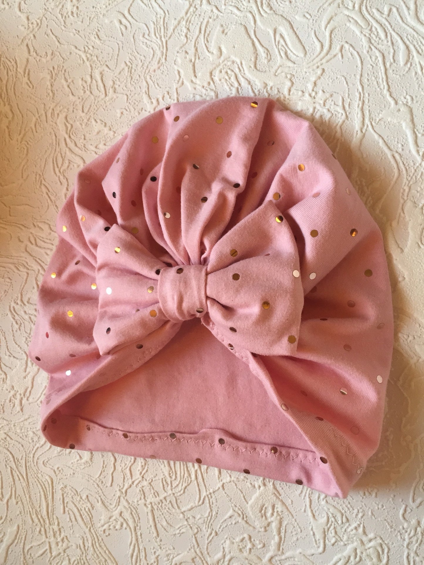 Baby Turban Hat, Newborn Turbans, Baby Girl Hair Bow, Pink Hair Bow, Baby Shower Gift, Valentines Day Gift, Hat with BowA