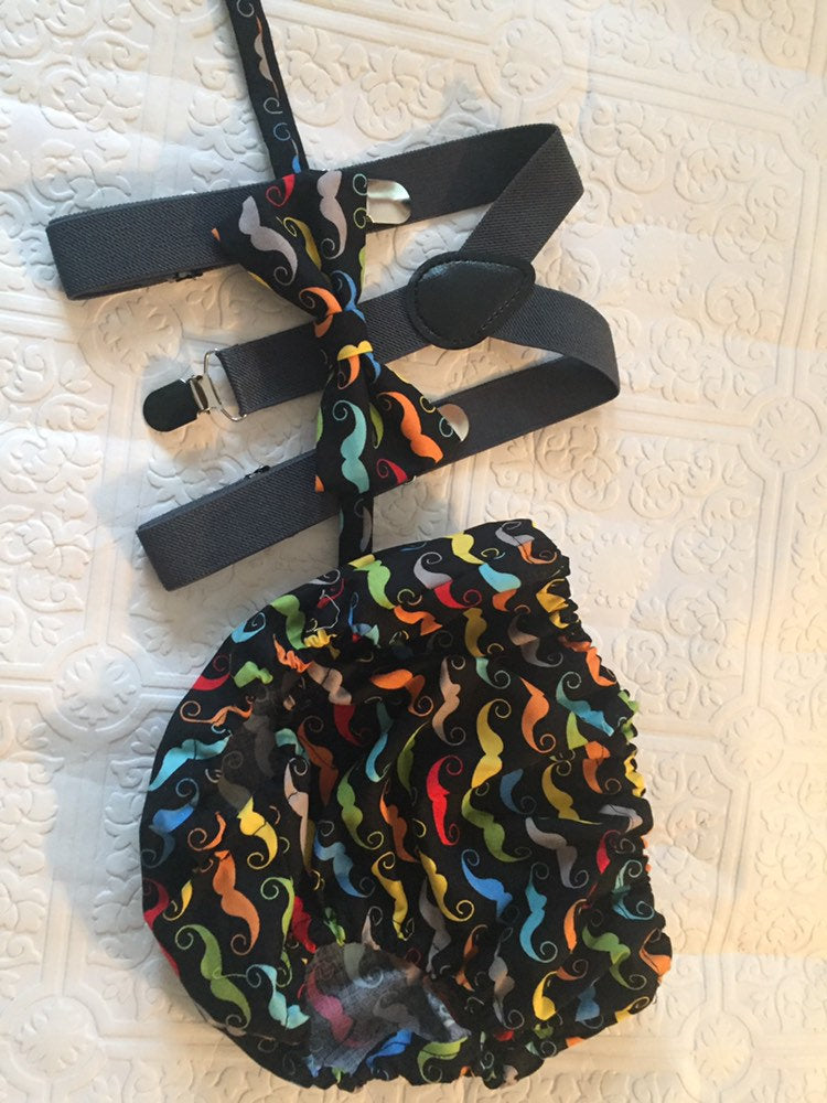 Little man 1st birthday outfit, 1st birthday cake smash outfit, mustache cake smash outfit, mustache tie and diaper cover, boy cake smash
