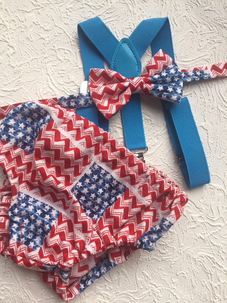 1st Birthday boy cake smash Outfit Bow tie bloomers Suspenders Navy blue US flag, boy outfit,bloomers,diaper cover