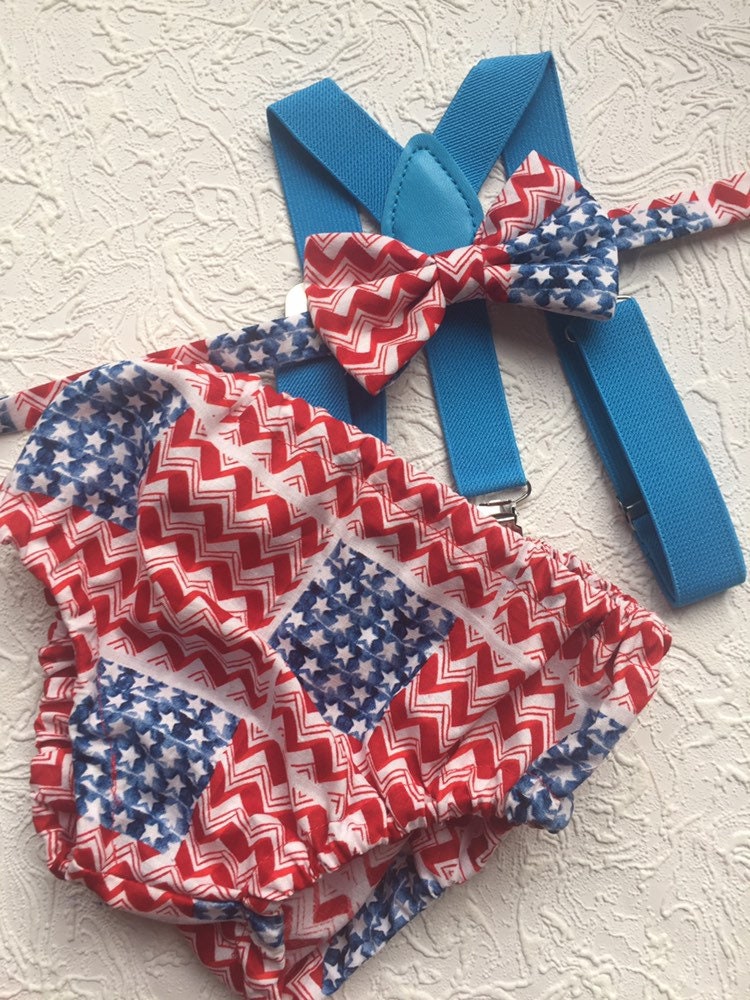 1st Birthday boy cake smash Outfit Bow tie bloomers Suspenders Navy blue US flag, boy outfit,bloomers,diaper cover