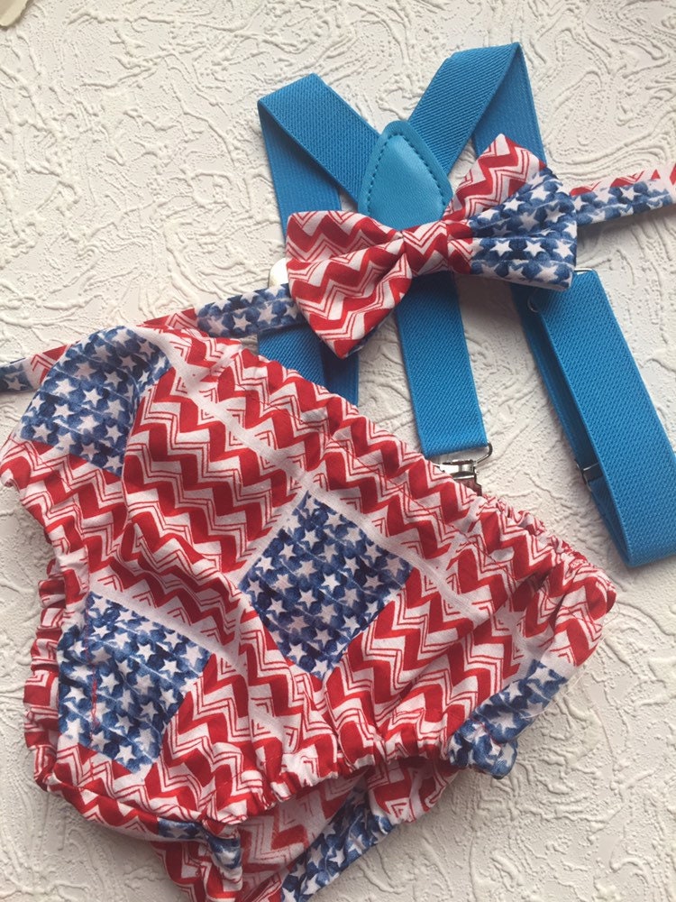 1st Birthday boy cake smash Outfit Bow tie bloomers Suspenders Navy blue US flag, boy outfit,bloomers,diaper cover