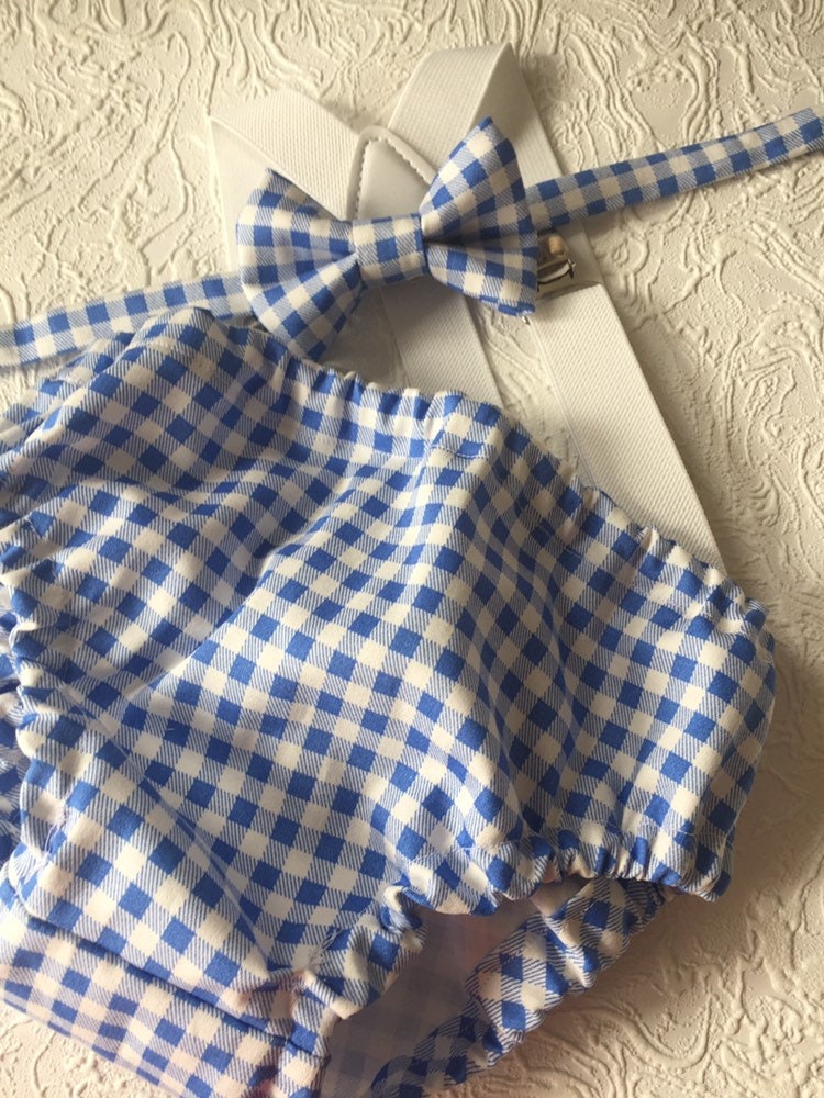 Blue plaid Diaper Cover, Blue Plaid First Birthday Outfit, blue Cake Smash, First Birthday Boy