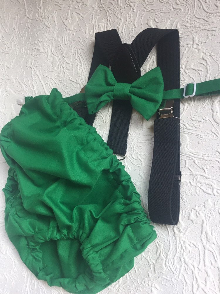 3 Piece Emerald Green Cake Smash Outfit - 1st Birthday Set