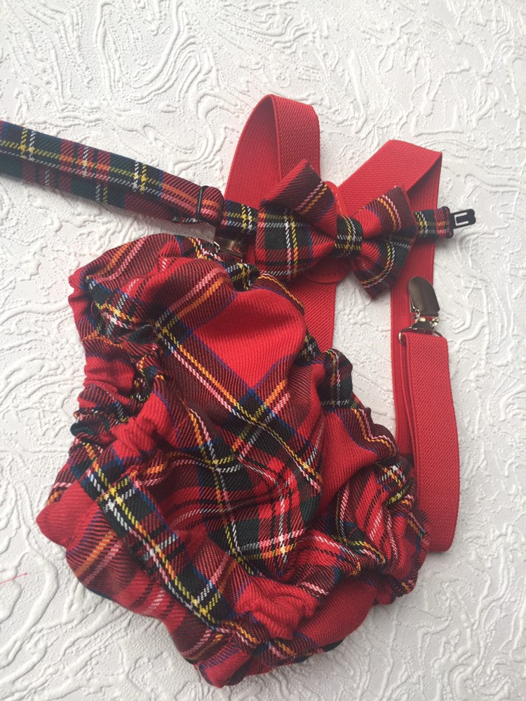 Cake Smash Outfit Boy Girl Buffalo Plaid Set or Buy the Piece Diaper Cover Bow Tie Suspenders Boys First 1st Birthday Tartan Photoshoot
