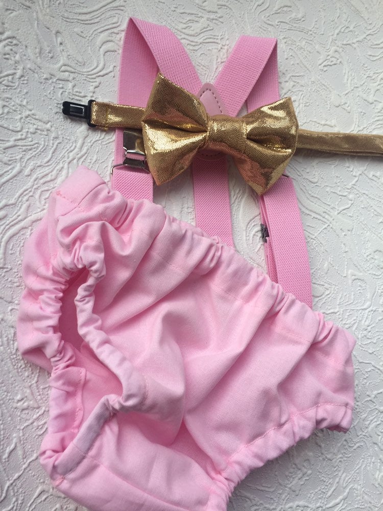1st Birthday boy cake smash Outfit Bow tie bloomers Suspenders valentine cake smash, boy outfit,bloomers,diaper cover, pink gold cake smash