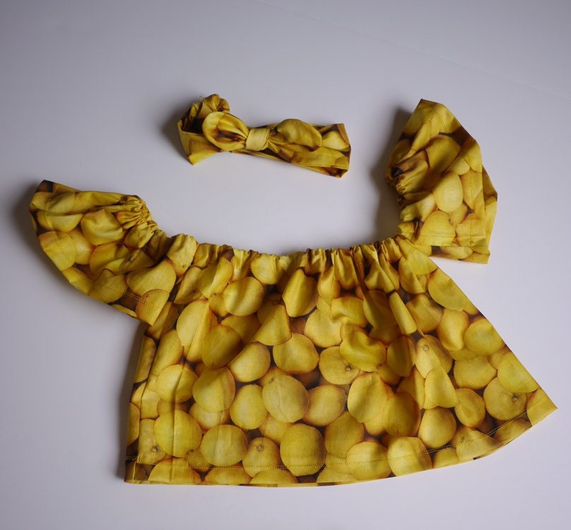 Lemonade off shoulder top, girls lemon crop top, toddler summer crop top, coming home outfits, lemonade birthday, baby outfits, off shoulder