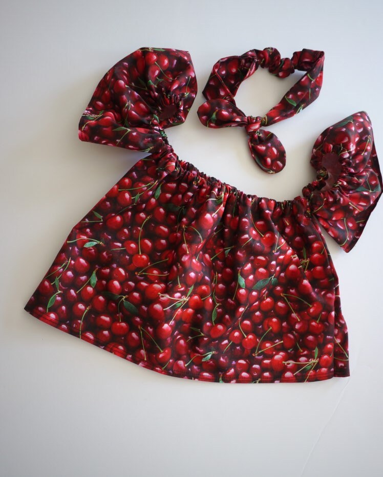 Cherry off shoulder top, girls cherry crop top, toddler summer crop top, coming home outfits, lemonade birthday, baby outfits, off shoulder