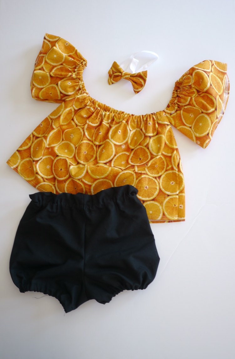 Baby Girl Set, Baby girl clothes, Baby outfit, baby sunsuit, Photography prop, Fruit, Orange, Birthday outfit,baby shower gift,summer baby