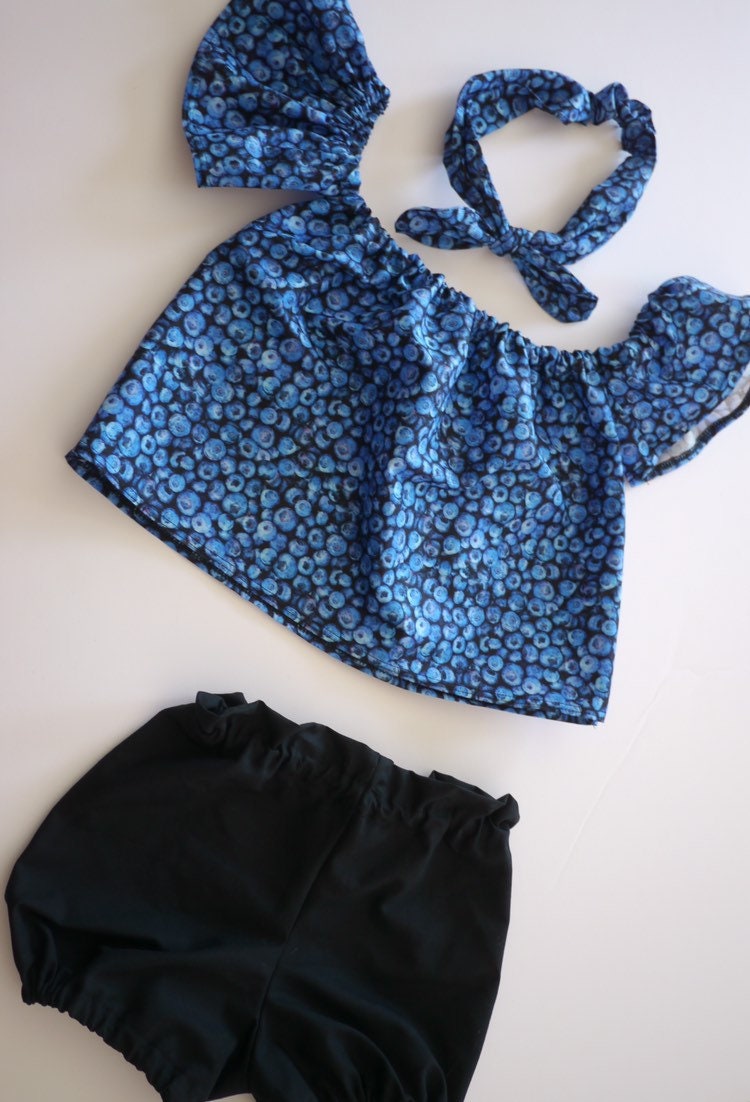 Baby Girl Set, Baby girl clothes, Baby outfit, baby sunsuit, Photography prop, Blueberry, Blue, Birthday outfit,baby shower gift,summer baby