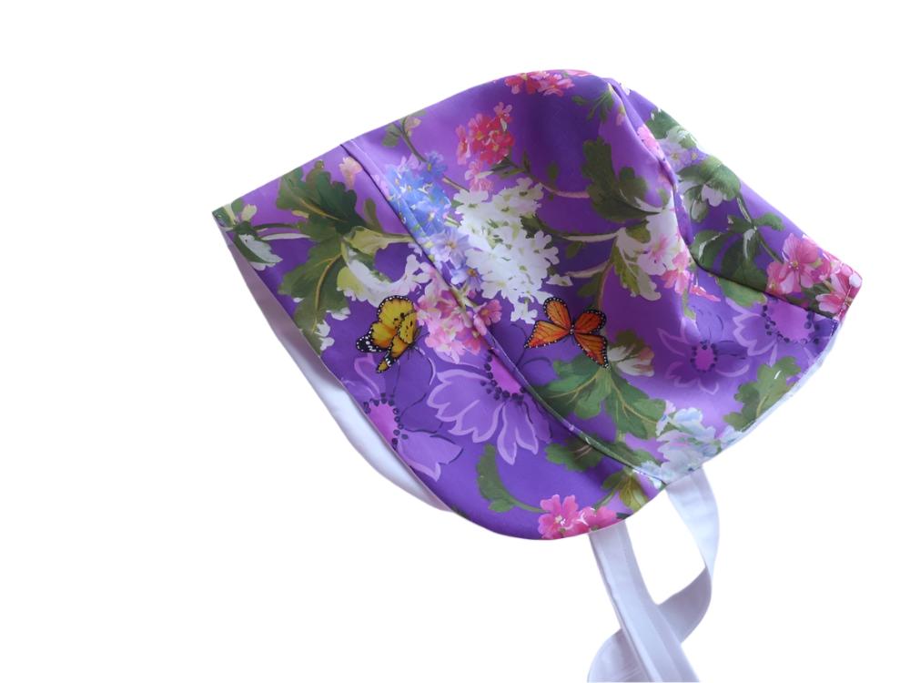 Purple butterfly Cotton Baby Bonnet and Sun Bonnet