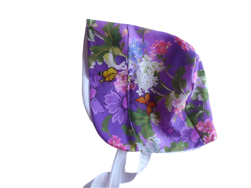 Purple butterfly Cotton Baby Bonnet and Sun Bonnet