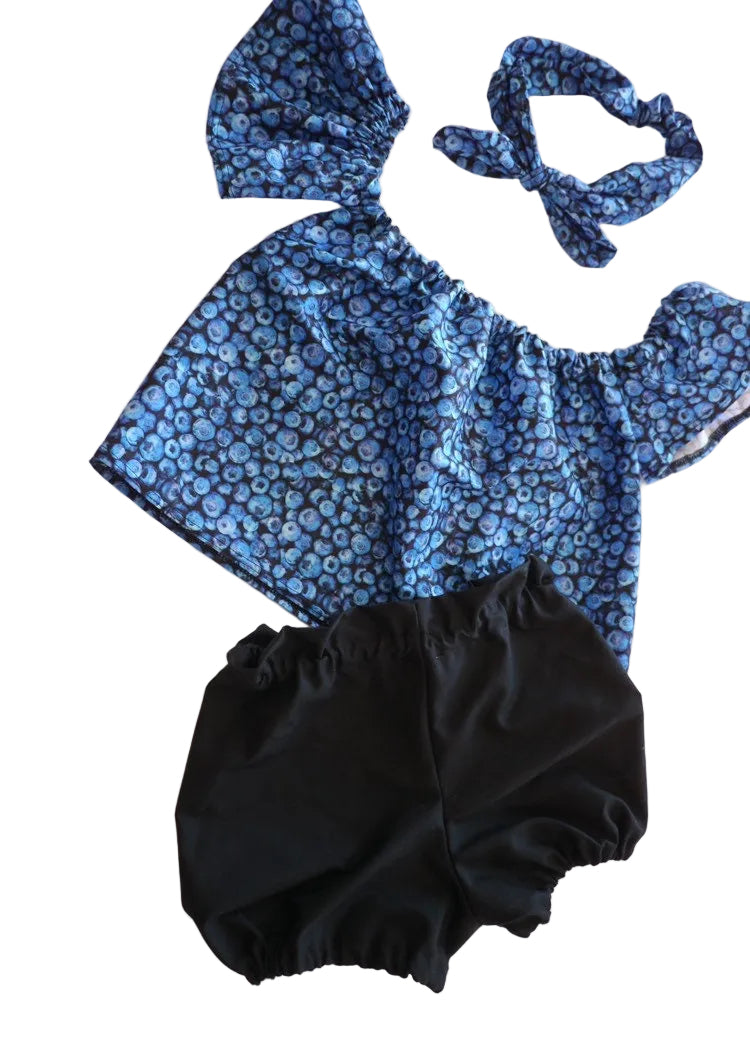 Baby Girl Set, Baby girl clothes, Baby outfit, baby sunsuit, Photography prop, Blueberry, Blue, Birthday outfit,baby shower gift,summer baby