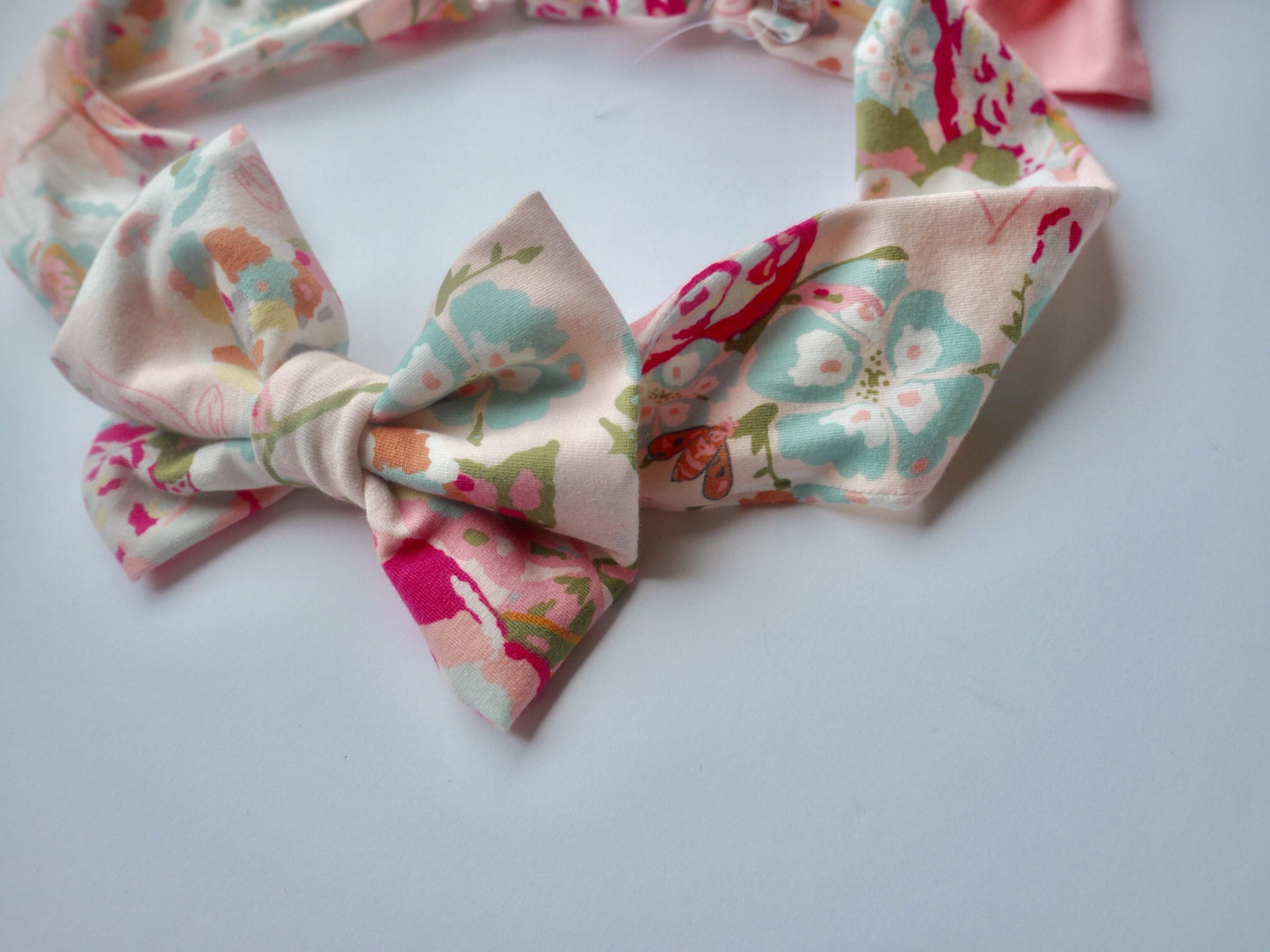 Baby Girl Bows Headbands - Baby Bows Clips - Spring Headbands Bows - Easter Headbands - Cotton Headbands for Babies - Floral Pink Baby Bow