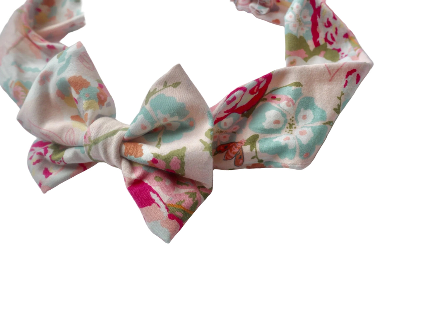 Baby Girl Headband- Pink floral Spring Headband - summer Headwrap - Cotton Headband for Babies