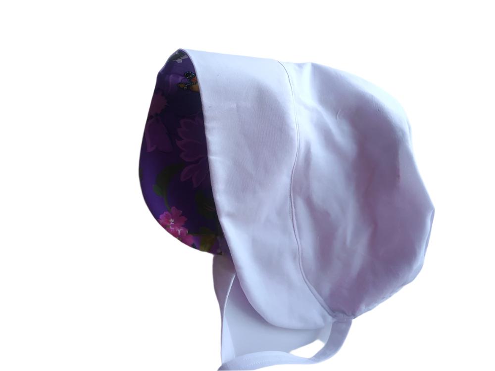 Purple butterfly Cotton Baby Bonnet and Sun Bonnet